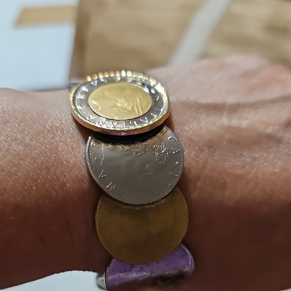 Macy's Gold and Silver Italian Coin Bracelet